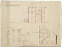 215003 Doorsneden en opstand van een te maken aanbouw van het Diakonessenhuis (Wijk B 124-128 ) te Utrecht.N.B. Het ...